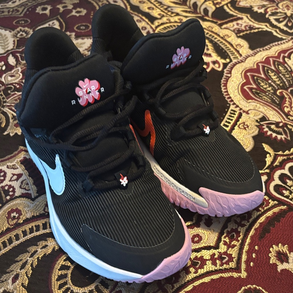 Nike Black Sneakers with Pink and White Accents